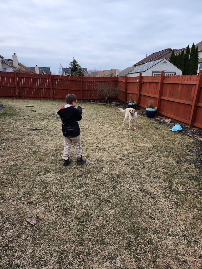 Jason playing outside.